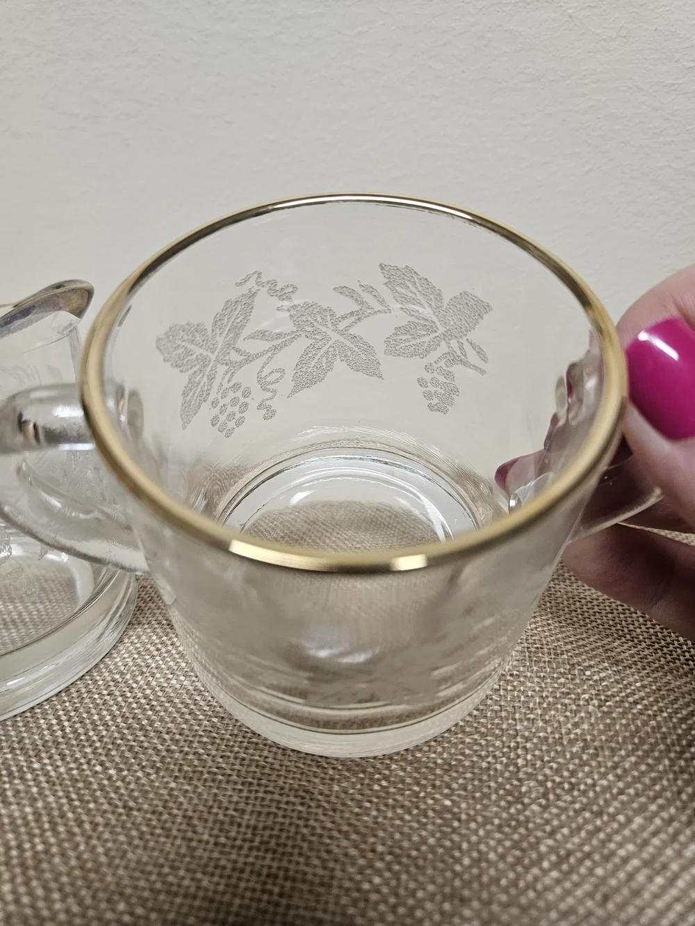 1940's Bartlett Collins‎ Glass Creamer and Sugar Set with Gold Rim